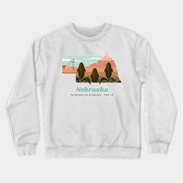 USA State of Nebraska Psalm 2:8 - My Inheritance and possession Crewneck Sweatshirt by WearTheWord